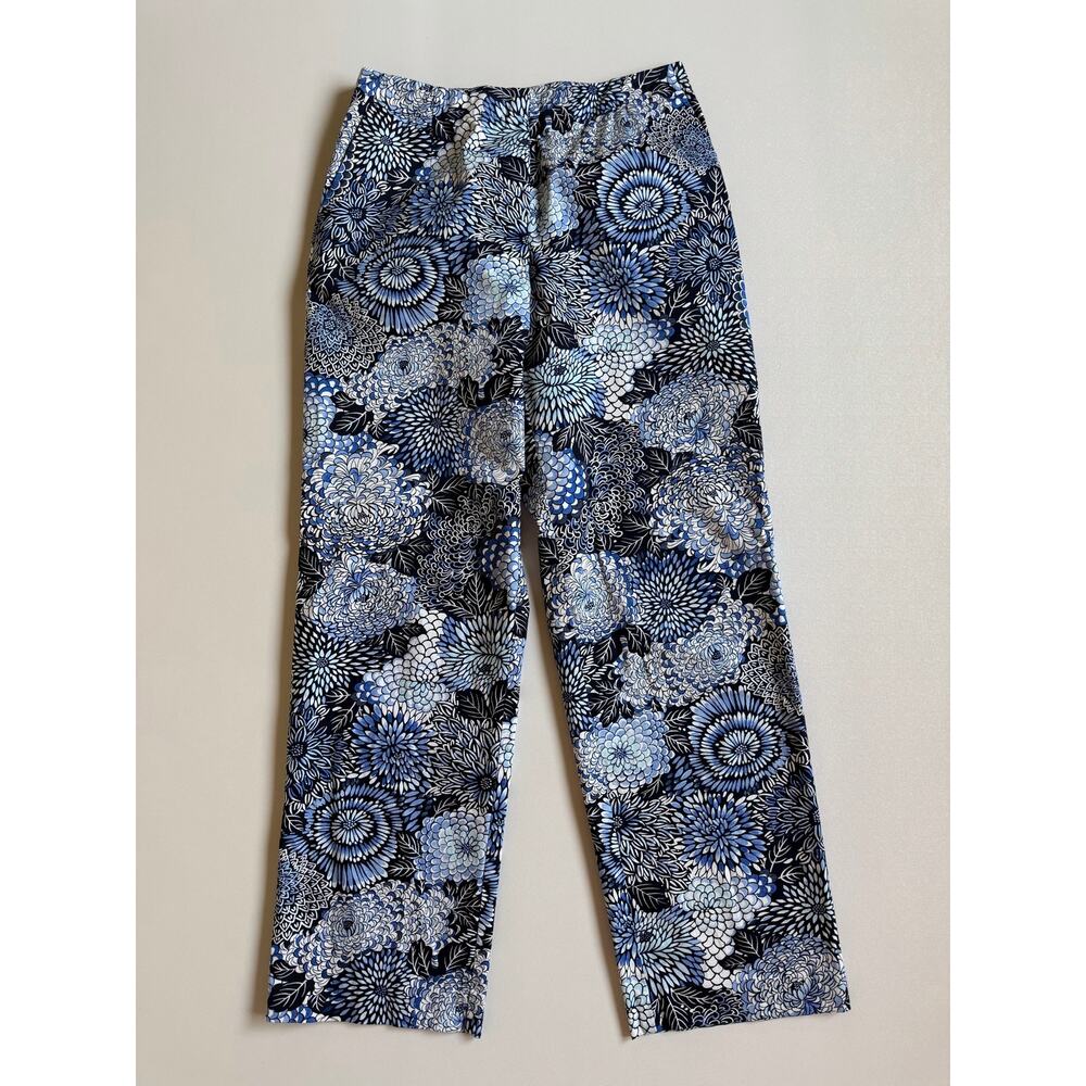 Talbots Women's Multicolor Floral Print Stretch Cotton-Blend Pants Size 8